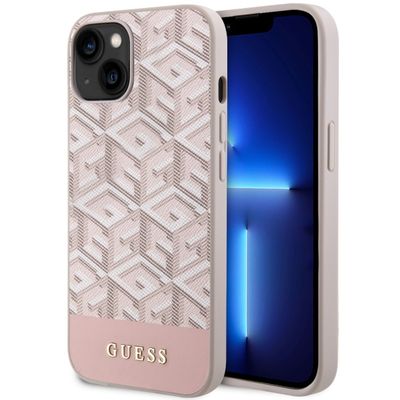 Guess puzdro pre iPhone 14 6,1" GUHMP14SHGCFSEP ružové pevné puzdro Magsafe Gcube PU Stripes