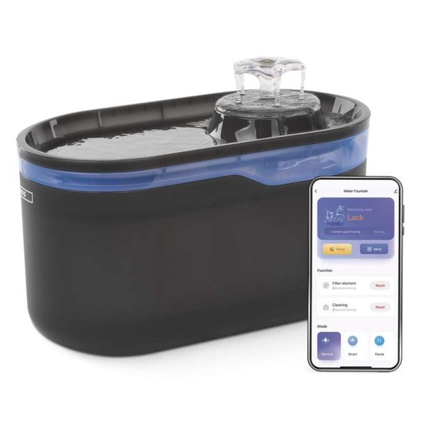GoSmart vodná fontána Pet Care, 2,6 l, sivá, Wi-Fi