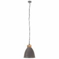 vidaXL Industriálna závesná lampa sivá železo a masívne drevo 35 cm E27