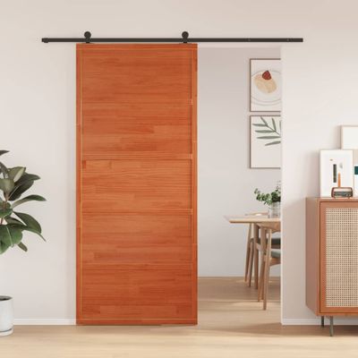 vidaXL Dvere do stodoly voskovohnedé 90x208 cm masívna borovica