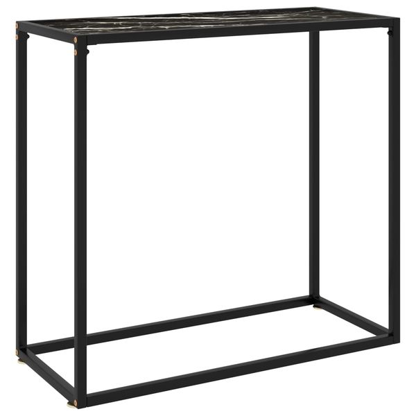 vidaXL Konzolový stolík čierny 80x35x75 cm tvrdené sklo