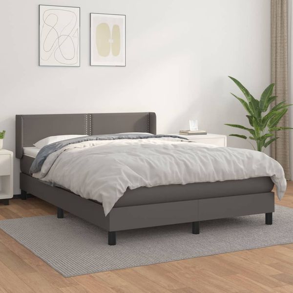 vidaXL Boxspring posteľ s matracom sivá 140x200 cm umelá koža