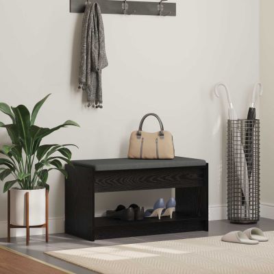 vidaXL Predsieňová lavica s vankúšom Čierny Dub 83 x 38 x 45 cm