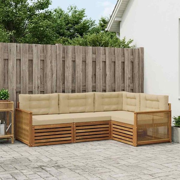 vidaXL Záhradná súprava gaučov s vankúšom 4 pcs Prírodná a béžová