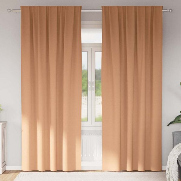 vidaXL Záclony na zatemnenie s krúžkami 2 pcs Svetlohnedá 225 x 140 cm