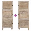 vidaXL Highboard Biela 40 x 33 x 110 cm mangový masív