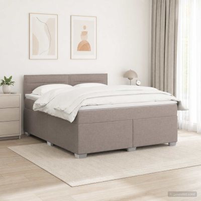 vidaXL Posteľ s boxspringom a matracom a LED Sivohnedá 180 x 200 cm
