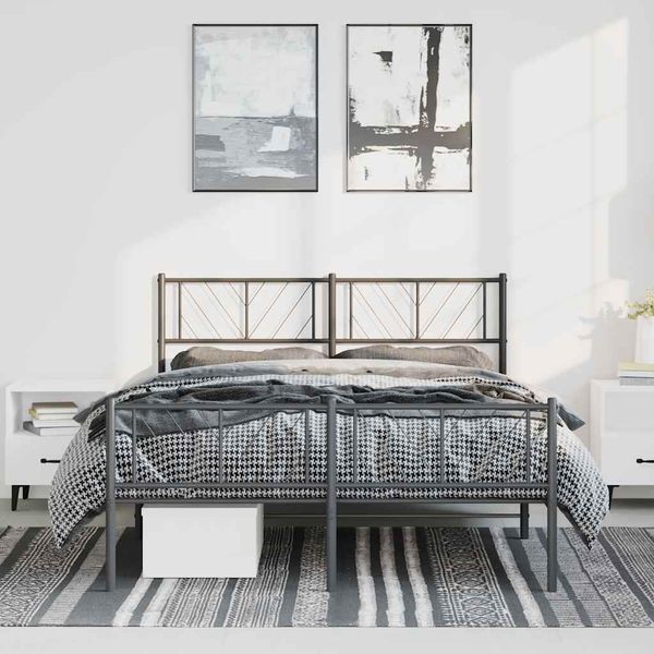 vidaXL Kovový rám postele s čelom a podnožkou čierny 150x200 cm