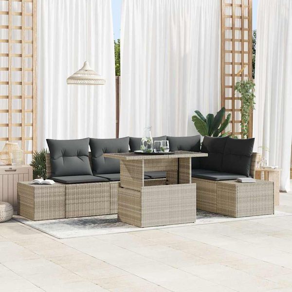 vidaXL Súprava záhradných pohoviek 6 pcs Svetlosivá Poly ratan