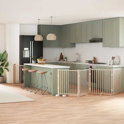 vidaXL Brána pre psa s dverami sklad. 8 panelov 640 cm topoľové drevo