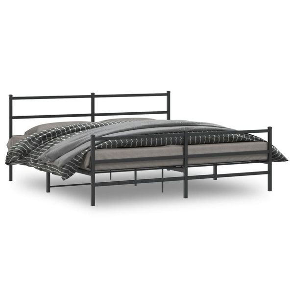 vidaXL Kovový rám postele so zadným a predným čelom čierny 183x213 cm