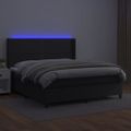 vidaXL Boxspring posteľ s matracom a LED čierna 180x200 cm umelá koža