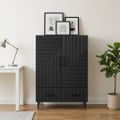 vidaXL Servírovacia skriňa Čierna 66 x 34,5 x 95 cm Kompozitné drevo