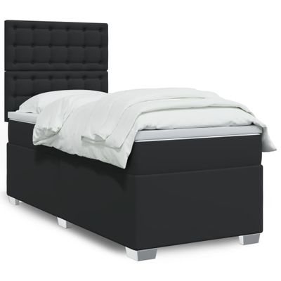 vidaXL Boxspring posteľ s matracom čierna 80x200 cm umelá koža