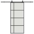 vidaXL Posuvné dvere s kovaním čierne 90x205 cm ESG sklo