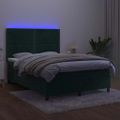 vidaXL Posteľný rám boxsping matrac a LED tmavozelený 140x190 cm zamat
