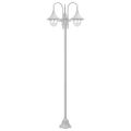 vidaXL Záhradná stĺpová lampa E27 220 cm hliníková 3 lampáše biela