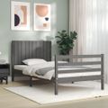 vidaXL Rám postele s čelom sivý 100x200 cm masívne drevo