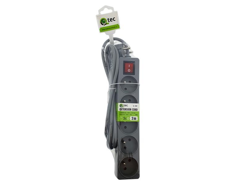 Predlžovací kábel 5 zásuviek 2m QTEC Q-394F s vypínačom