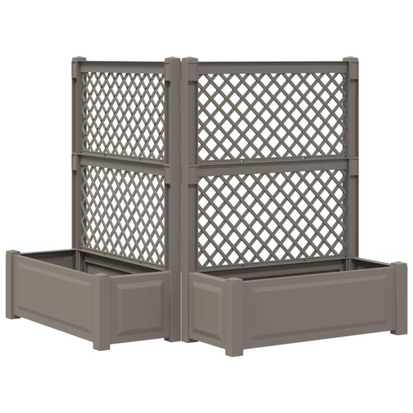 vidaXL Veľký kvetináč s trelážou 2 pcs Sivá 143 x 143 x 133,5 cm PP