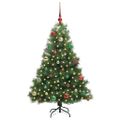 vidaXL Umelý vianočný stromček s 150 LED-i Zelená 150 cm PE a PVC