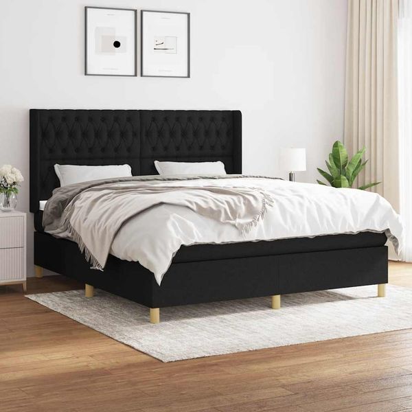 vidaXL Posteľný rám boxspring s matracom čierny 180x200 cm látka