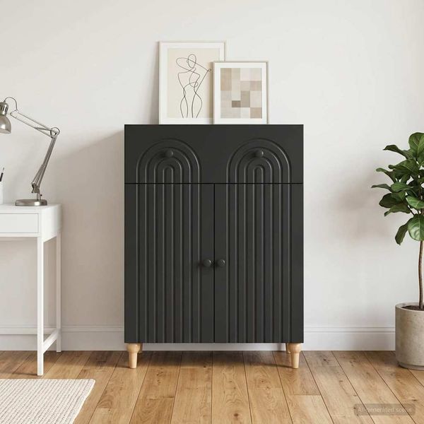 vidaXL Servírovacia skriňa Čierna 66 x 34,5 x 90 cm Kompozitné drevo