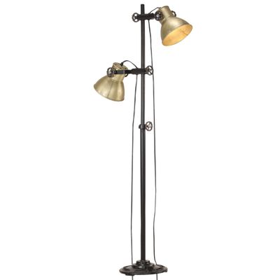 vidaXL Stojanová lampa s 2 podstavcami mosadzná E27 liatina železa