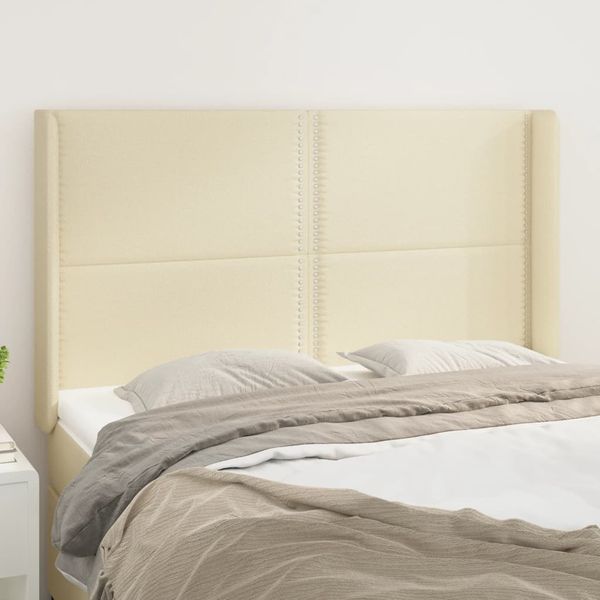 vidaXL Čelo postele so záhybmi krémový 147x16x118/128 cm umelá koža