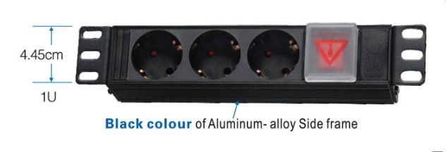 10'' napájací panel OC 3x230V-2m PPO Black