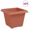 vidaXL Štvorcový črepník na kvety 24 ks Tehlovo červená Plast