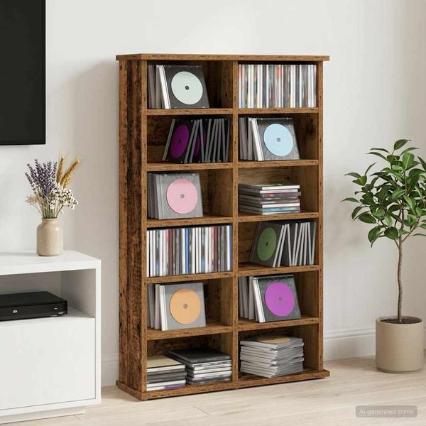 vidaXL CD Skrinka Staré drevo 60 x 17 x 92 cm Kompozitné drevo
