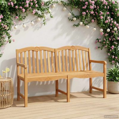 vidaXL Ručne vyrezávaná ružová lavička 150 x 60,5 x 95 cm Prírodná