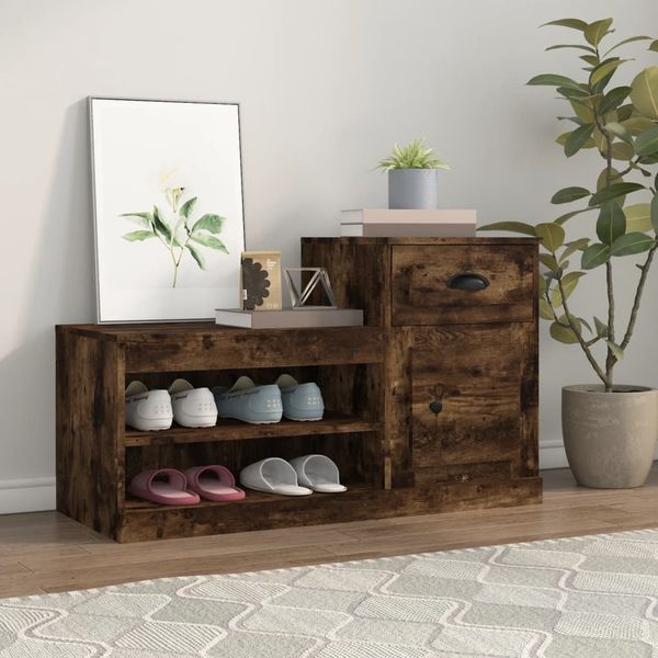 vidaXL Botník dymový dub 100x42x60 cm kompozitné drevo