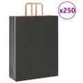 vidaXL Papierové tašky 250 ks s rúčkami, čierna, 32x12x42 cm