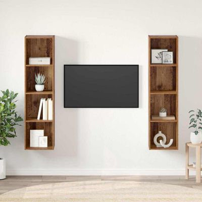 vidaXL Zostava TV skriniek Nástenný 2 pcs Hnedá 37 x 37 x 142,5 cm