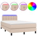 vidaXL Boxspring posteľ matrac a LED kapučínová 120x200 cm umelá koža