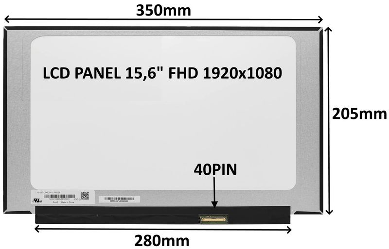 LCD PANEL 15,6'' FHD 1920x1080 40PIN MATNÝ IPS 144HZ / BEZ ÚCHYTOV