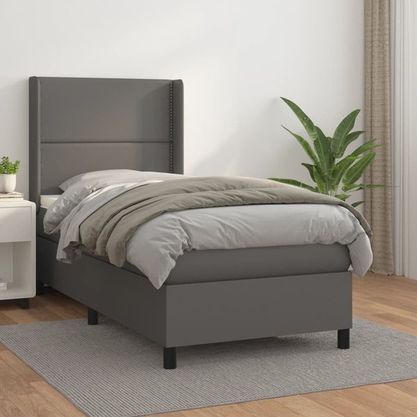 vidaXL Boxspring posteľ s matracom sivá 90x200 cm umelá koža