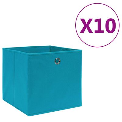 vidaXL Úložné boxy 10 ks, netkaná textília 28x28x28 cm, svetlomodré