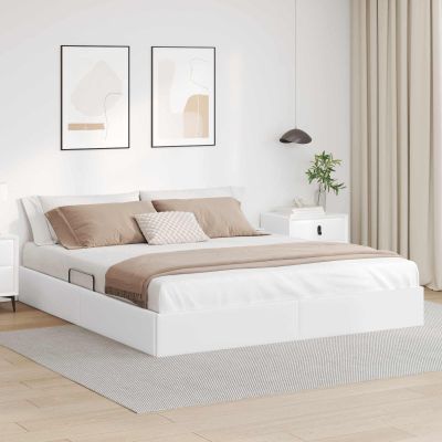 vidaXL Otomanový posteľný rám Čistá biela 160 x 200 cm Umelá koža