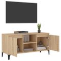 vidaXL TV stolík kovové nohy dub sonoma 103,5x35x50 cm