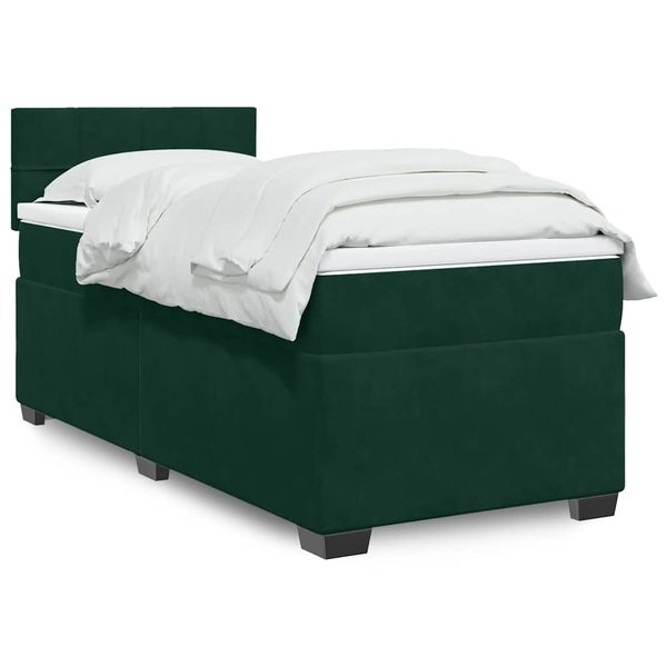 vidaXL Posteľný rám boxsping s matracom tmavozelený 80x200 cm zamat