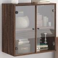 vidaXL Bočná skrinka so sklenenými dvierkami hnedý dub 68x37x68,5 cm