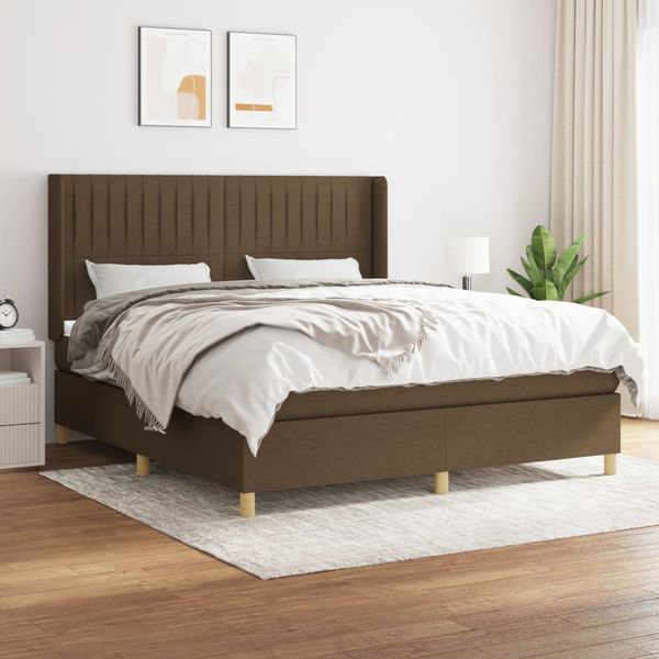 vidaXL Boxspring posteľ s matracom tmavohnedá 180x200 cm látka