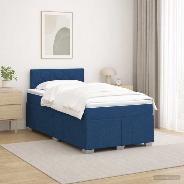vidaXL Posteľ boxspring s matracom Modrá 120 x 200 cm Látka