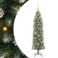 vidaXL Umelý chudý vianočný strom Zelená a biela 150 cm