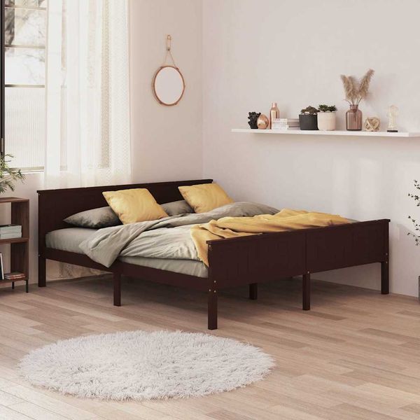 vidaXL Posteľný rám tmavohnedý borovicový masív 200x200 cm