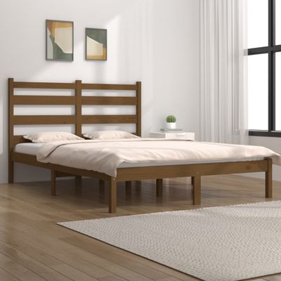 vidaXL Posteľný rám medovo-hnedý borovicový masív 140x190 cm