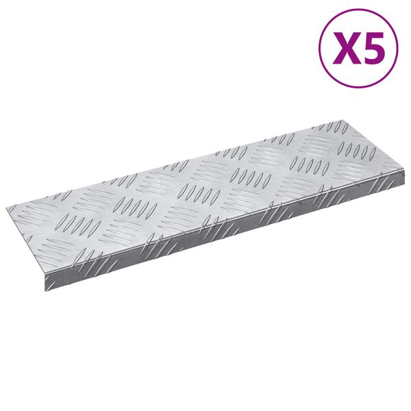 vidaXL Schodový rošt 5 pcs Strieborná 60 x 18 x 2,5 cm Hliník